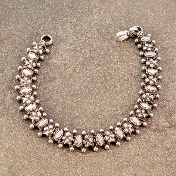 Vintage 900 Silver Artisan Ornate Beaded Rashod Arts Bracelet - Picture 4 of 8